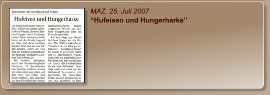 MAZ, 25. Juli 2007 “Hufeisen und Hungerharke”